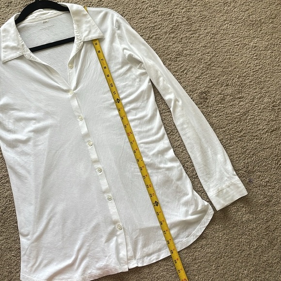 Eileen Fisher Organic Cotton Button Up Blouse Top W’s M White Basic Essential - Picture 8 of 14